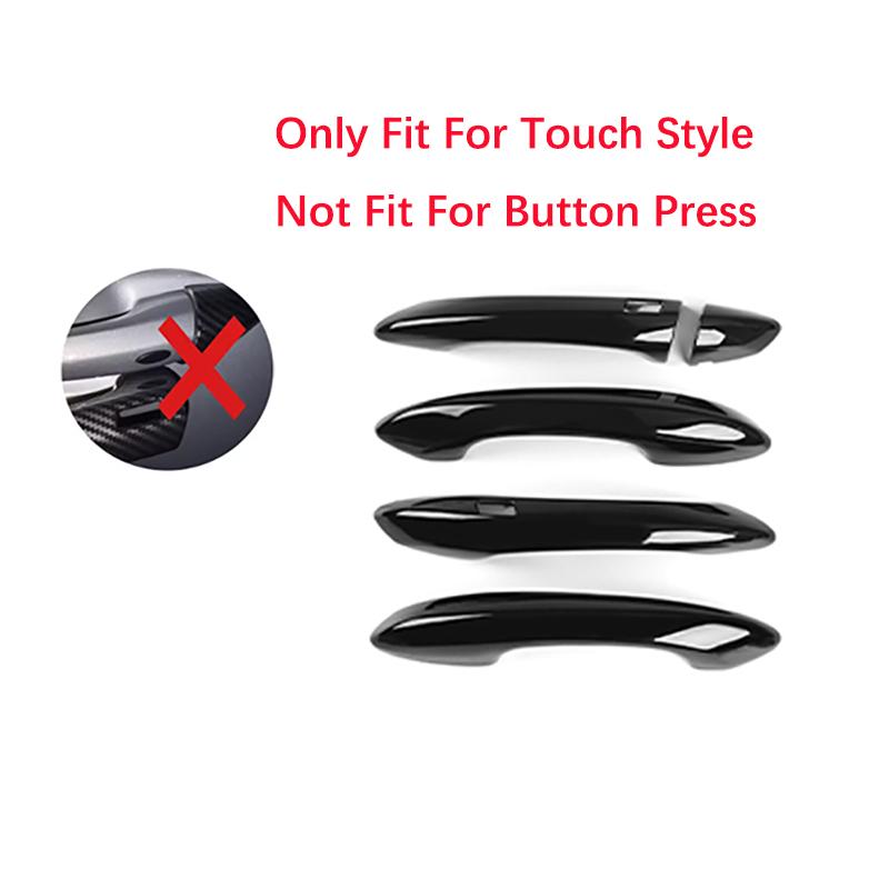 For Hyundai Tucson NX4 2021-2025 Touch / Button Version Exterior Carbon Fiber Bright Black Style Outer Door Handle Cover Trim