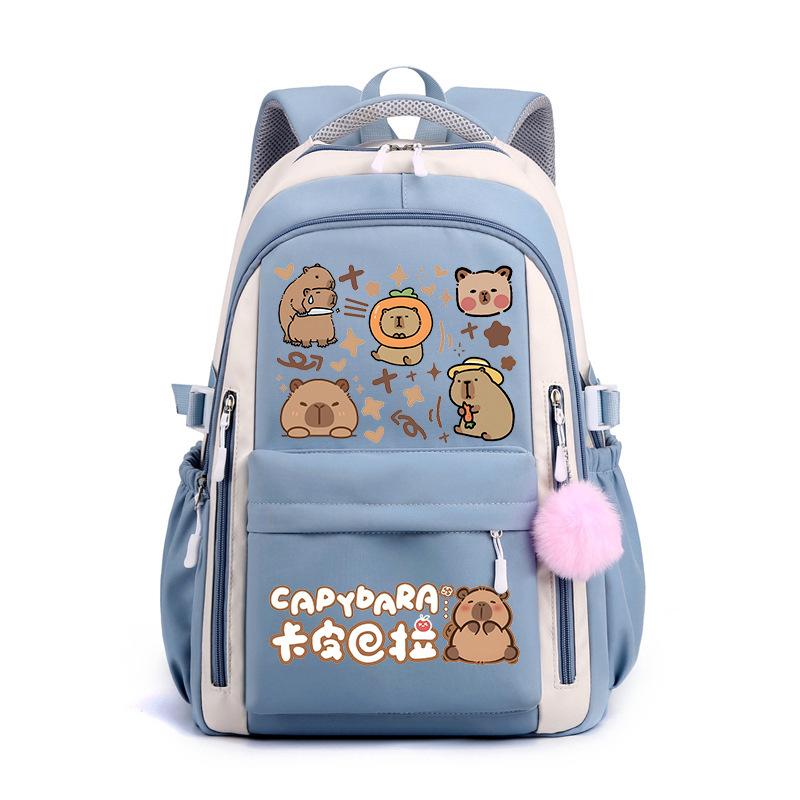 Kapibara Schoolbag New 2024 Ridge Protection Cute Men and Women High Value Cartoon Printing Large Capacity Backpack