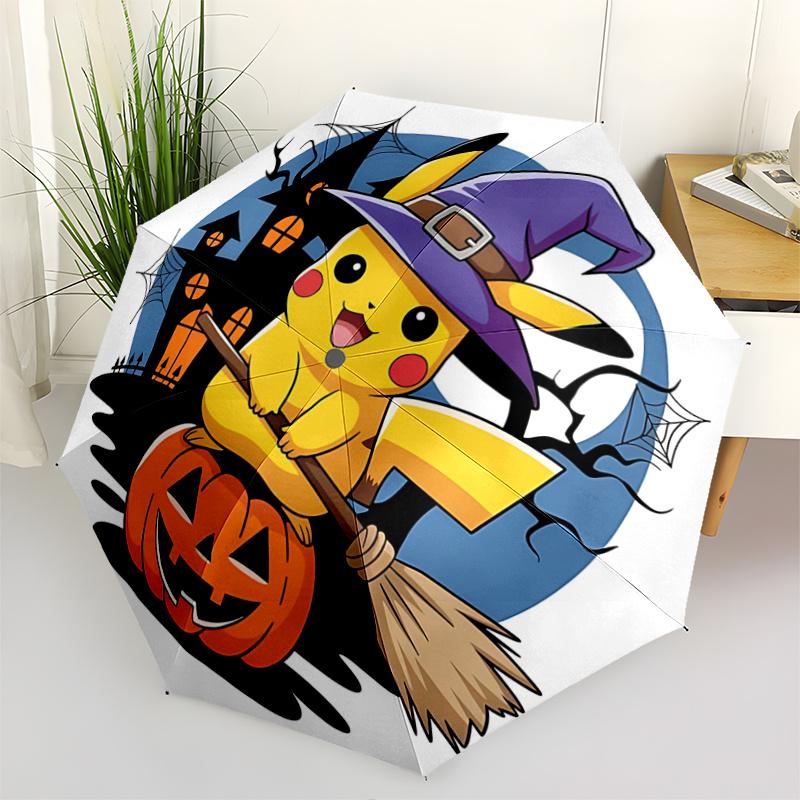 1pc Halloween Pikachu Witch Hat Automatic Opening/Closing Umbrella with 8 Ribs, Outdoor Umbrella for Fans, Travelers, Daily Use, Festival Gift.F047
