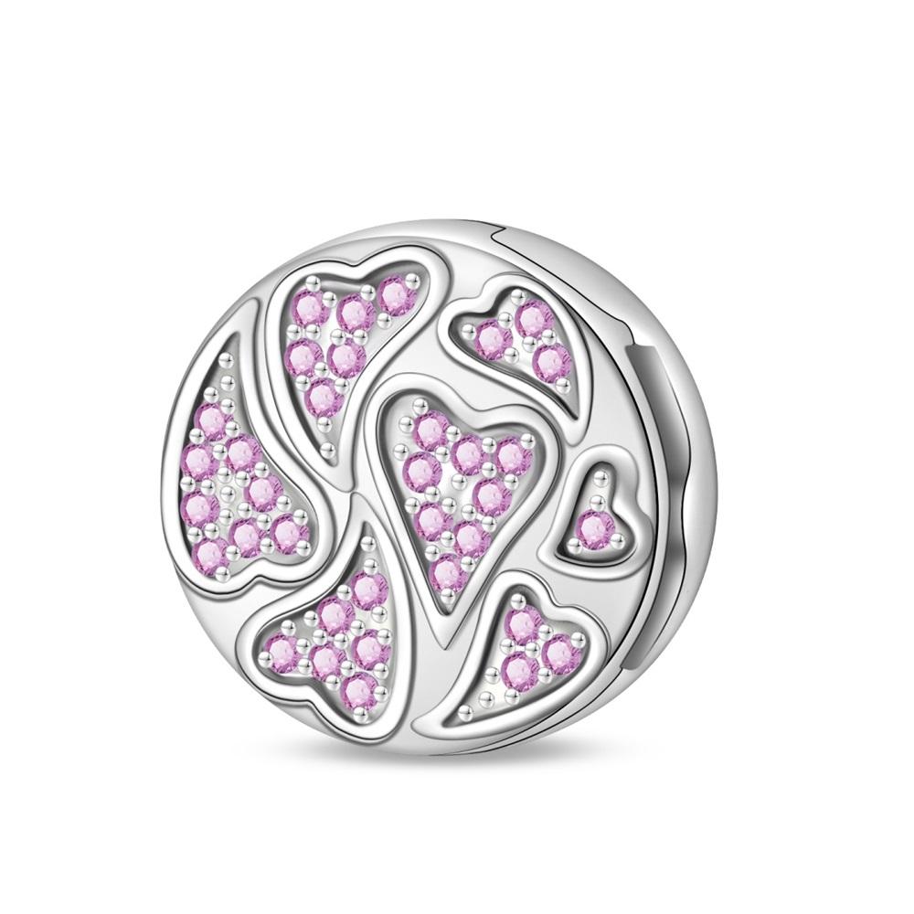 Pink Flower Copper Change Color Heart Charm Fit Original Bracelet Rose Bloom Dangle Charm Girls Jewelry Gift