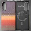 Magnetic Case for Samsung Galaxy S25 Edge Carbon Fiber Aramid Fiber Case MagSafe Cover Ultra-Thin Lightweight Case-less Feel