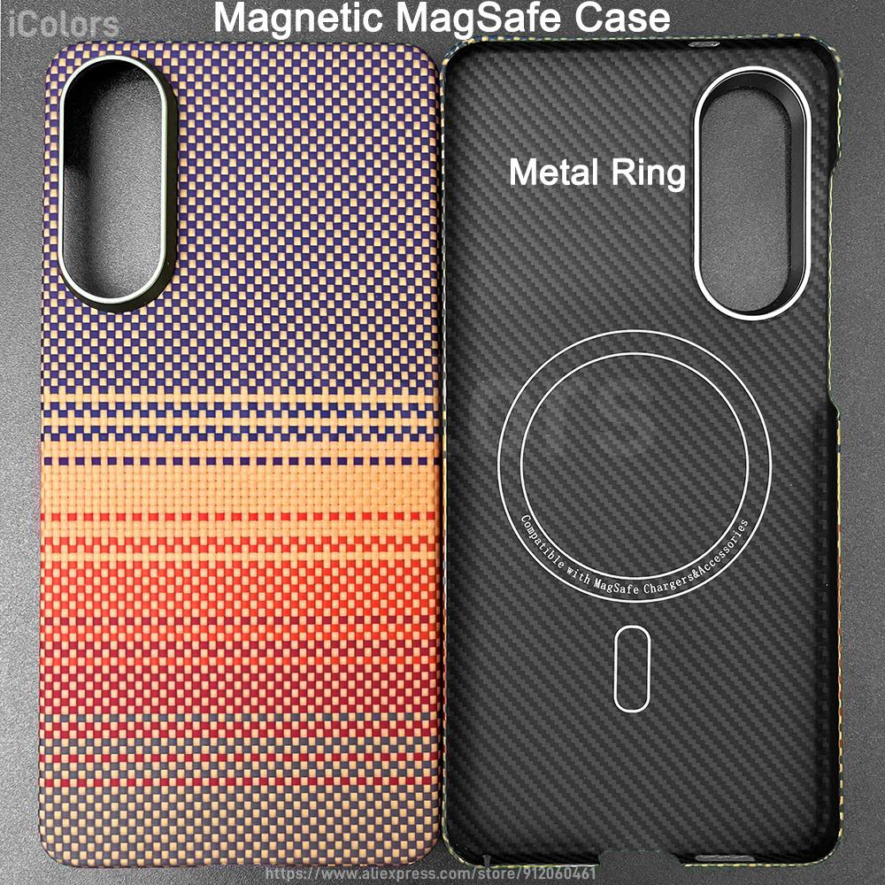 Magnetic Case for Samsung Galaxy S25 Edge Carbon Fiber Aramid Fiber Case MagSafe Cover Ultra-Thin Lightweight Case-less Feel