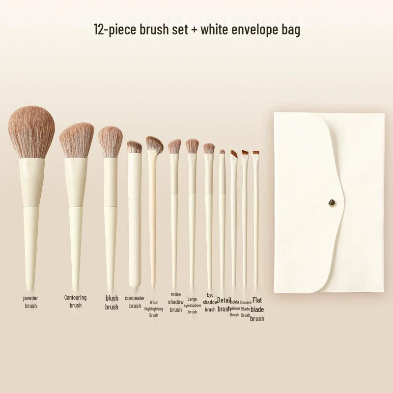 Cheng Shian's Yun Porcelain Makeup Brush Set: Eyeshadow, Blade, Scythe, Eyeliner, and Powder Brushes.