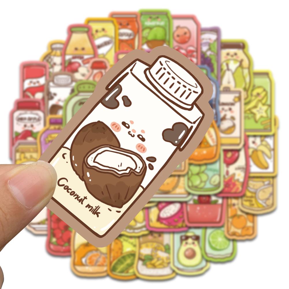 50PCS Summer Drinks Sticker Cartoon Skateboard Aesthetic Retro Phone Laptop Bicycle Luggage Waterproof Bicycle Decal Stickers