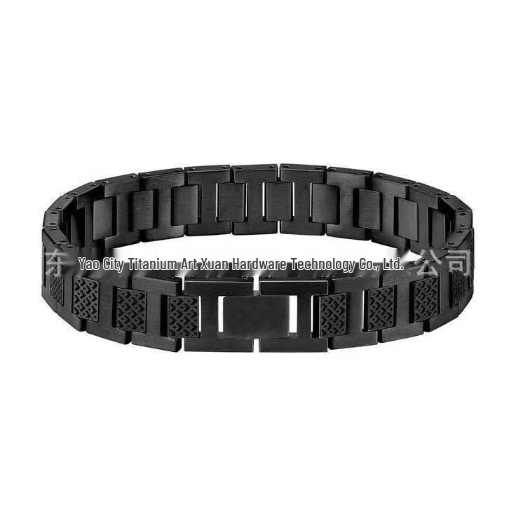 Men's Stainless Steel & Titanium Fish Scale Bracelet - Saturn Chain Design