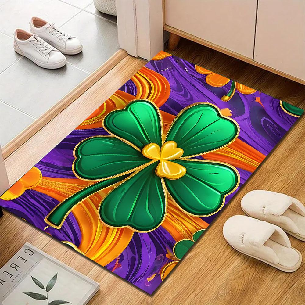 Green Clover with Swirling Colors Patterned carpet, suitable as a non slip play mat for the living room and bedroom sofa