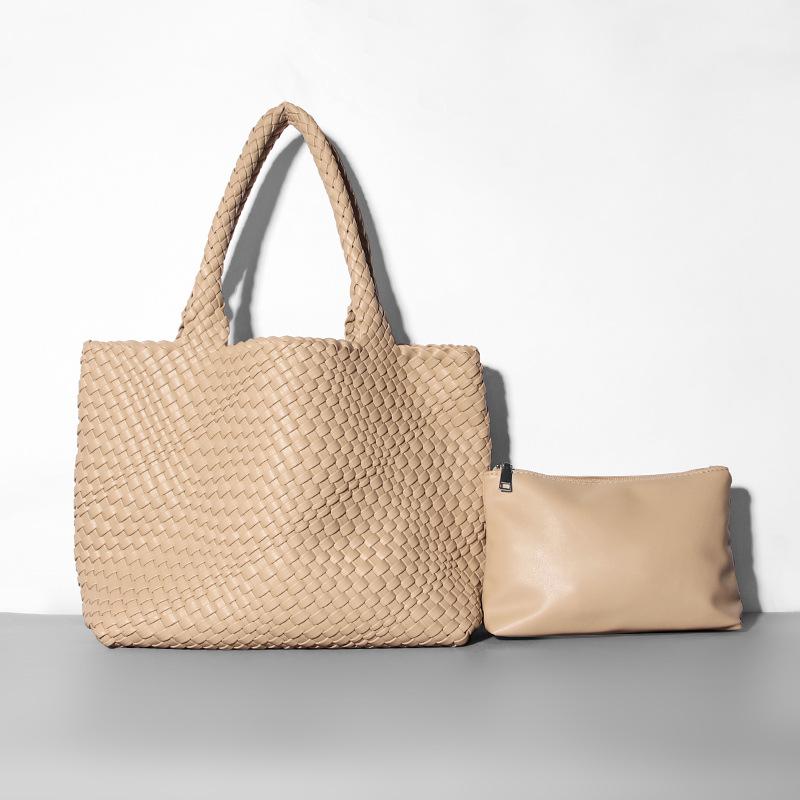 PU kožená taška Dámská kabelka Luxusní designová taška 2023 Nová móda Maminka Big Bag Tkací taška přes rameno pro ženy Plážová taška