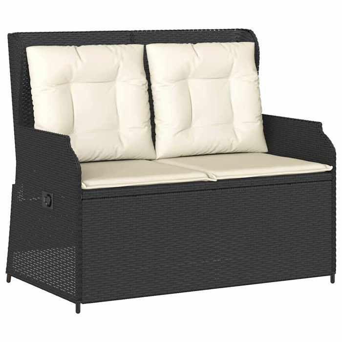 VidaXL Inclinable Garden Bench with Cushions Black Braided Resin, Garden Bench, Garden Seat, Patio Bench, Bench 368955
