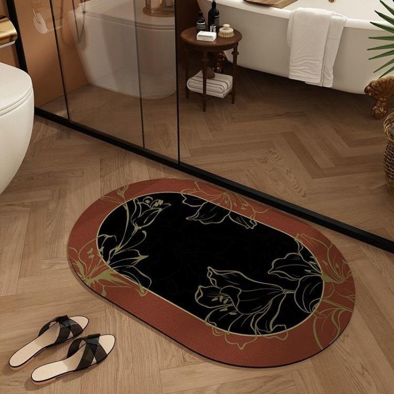American Retro Bathroom Floor Mat, Diatom Mud, Water Absorption, Non-slip and Quick-drying Floor Mat