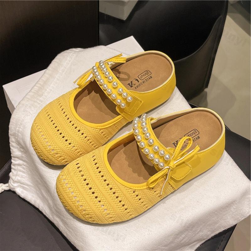 Fashion Women Ladies Slippers 2025 Cover Toe Slipers Women Platform Slides Mary Janes House Slippers Platform Cover Toe Pearl Flat Shoes
