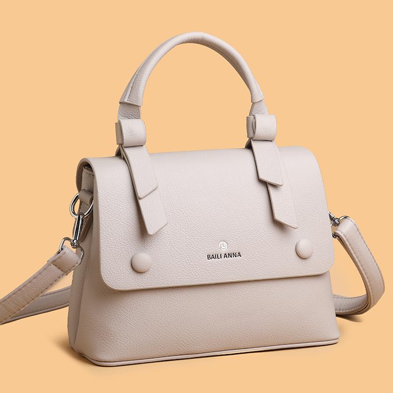 Ladies' Soft Leather Tote Bag, Luxury Designer Handbag, Solid Color Ladies' Shoulder Bag, and Minimalist Crossbody Bag