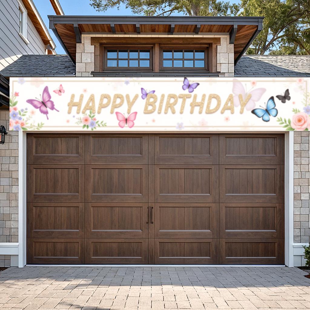 Polyester Material  Banner  Floral Birthday Banner  Birthday Banner for Party Decoration Holiday Event Indoor