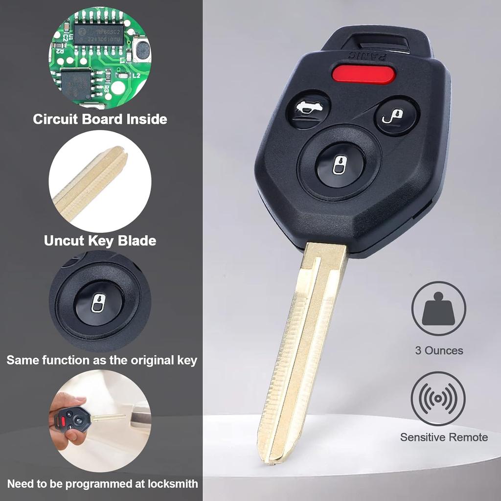 Keyless Entry Remote Head Key Fob Replacement for Subaru Impreza WRX Forester XV Crosstrek Outback Legacy 80 Bit G Chip 4 Buttons (FCCID:CWTWB1U811