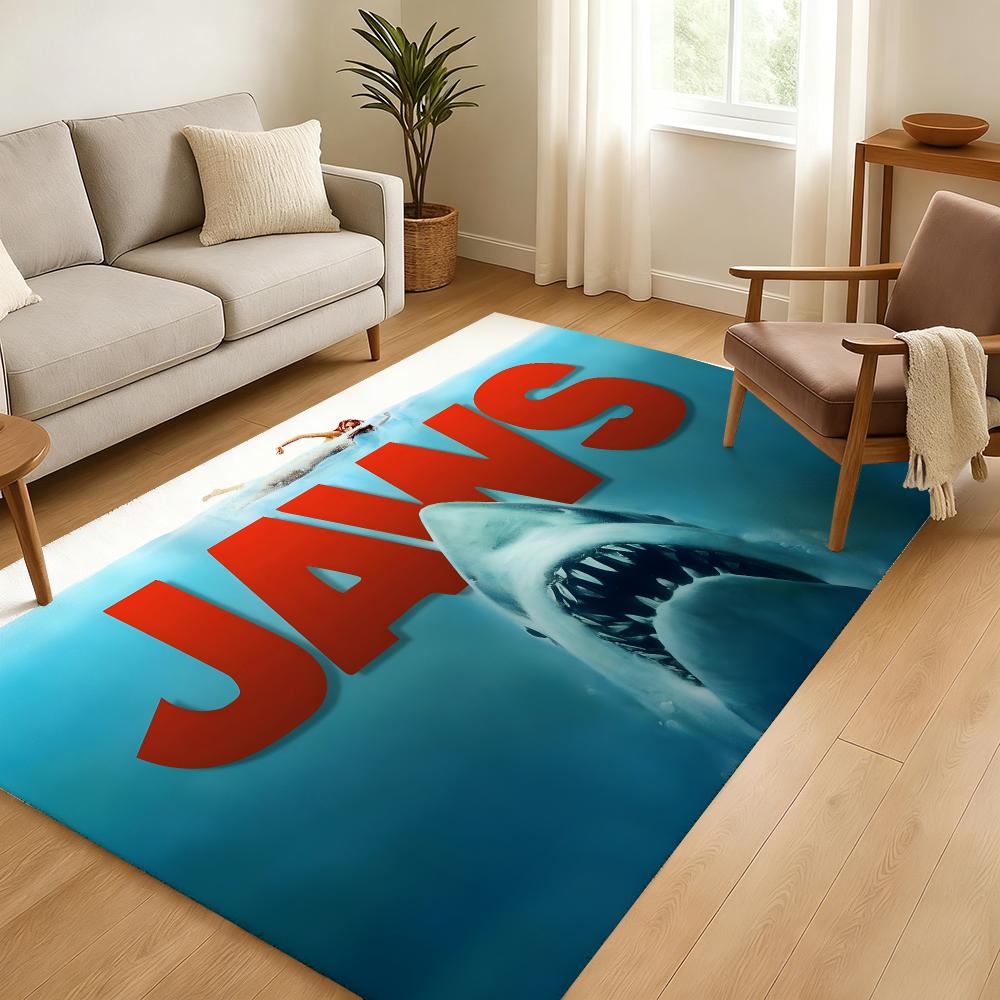 Jaws Thriller Movie Fans Floor Mat Soft Thickened Absorbent Non-Slip Bedroom Living Room Door Mat Home Decor Flannel Rugs
