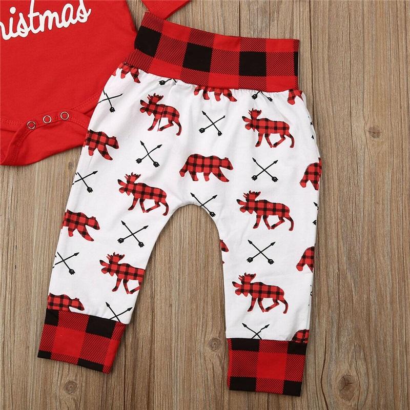 Christmas Newborn Baby Clothes Set Romper Long Pants Beanie Hat
