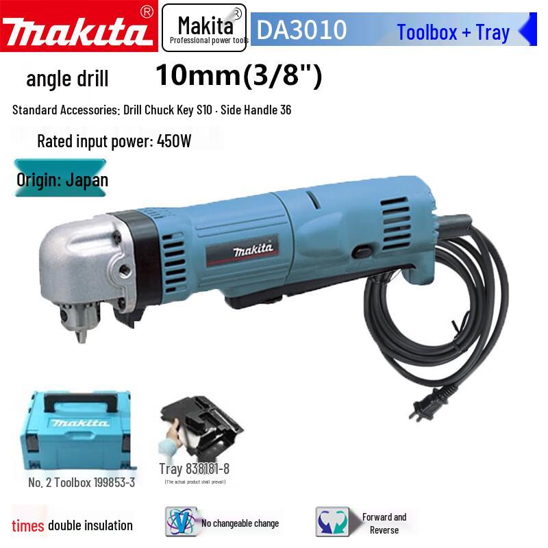 Makita DA3010 Angle Drill CN plug (adapter included)