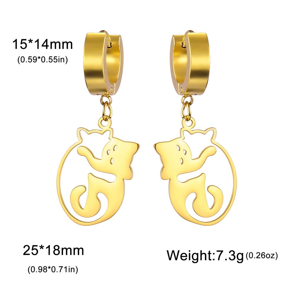 Cazador Hugging Cats Kittens Earrings for Women Stainless Steel Cute Dog Dangle Earrings 2026 Trend Jewelry Birthday Gift