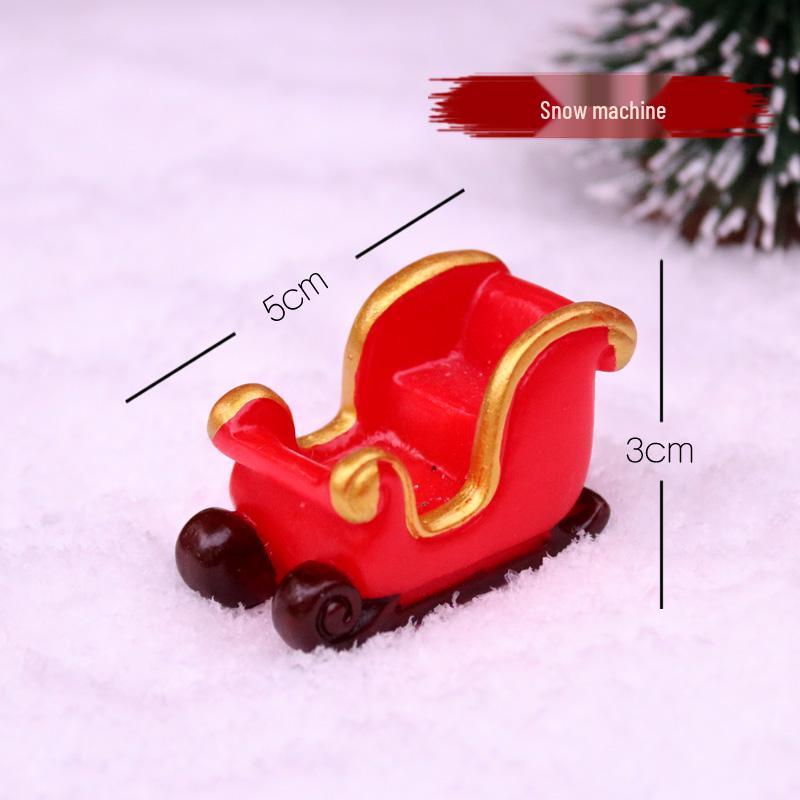 Handmade Mini Sleigh with Santa Claus Christmas Ornaments for Cake and Micro Landscape Decor