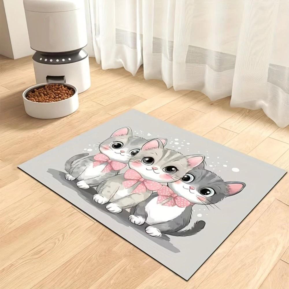 Cartoon Cat Feeding Mat Diatom Mud Pet Placemat Cat Dog Dish Mats Dog Food Bowl Mat for Pet Shop