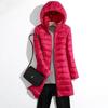 Warm Winter Autumn Women Plus Size Down Jacket Lightweight Mid Length Coat with Detachable Hood