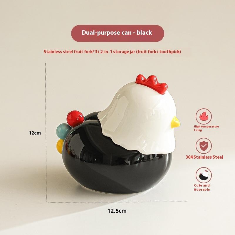 

Коробка для зубочисток в виде курицы, нержавеющая, защита от ожогов, десертная вилка для салата, декоративная вилка, зубочистка с держателем чёрный