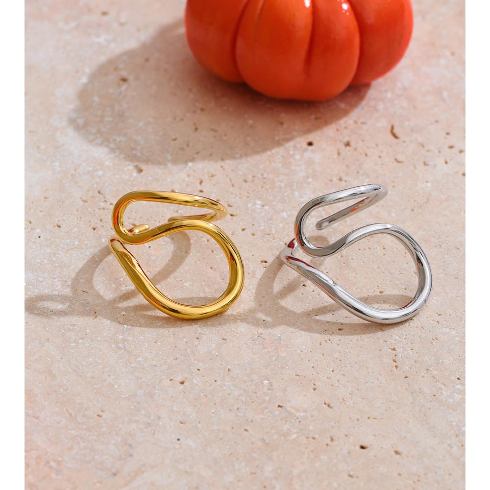 Yhpup Smooth Stainless Steel Geometric Open Ring Gold & Platinum Plated Trending Minimalist Adjustable Jewelry Wholesale