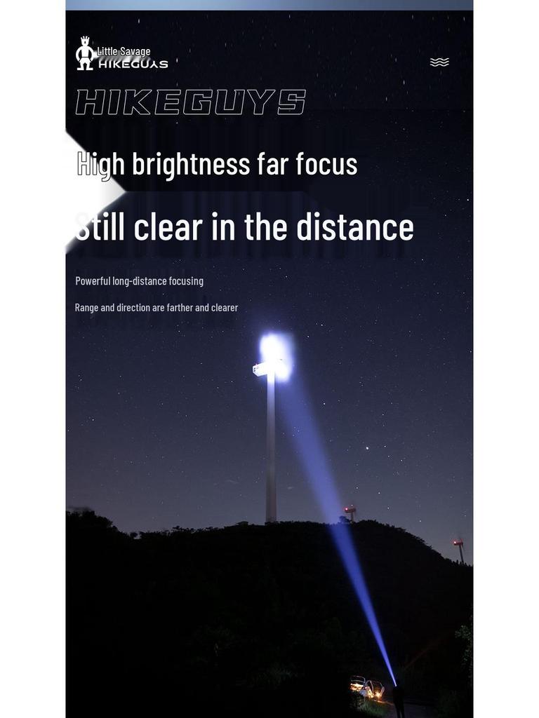 Portable Long-Range LED Laser Flashlight with Digital Display and Emergency Charging for Outdoor Patrol and Flood Control