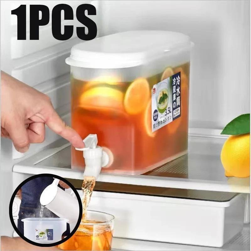 1/2Pcs 3.5L Large Capacity Cold Water Pitcher Kettle with Faucet In Refrigerator Iced Beverage Dispenser Refrigerator and Spigot