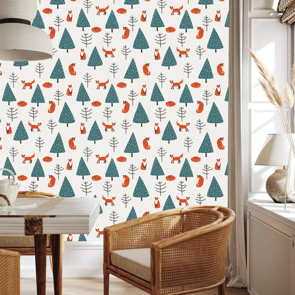 Sleeping Foxes In the Forest Wallpaper for Living Room and Bedroom 50x1000