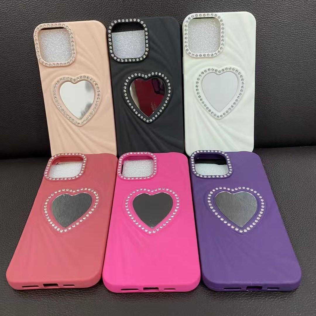 

Трехмерная любовь подходит для iPhone 16PM Diamond Phone Case Apple 13/14 с зеркалом для макияжа 15pro Soft Shell Apple 11