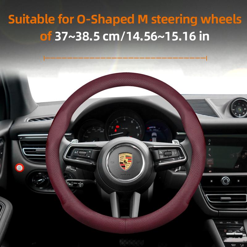 Geschikt voor Porsche Ultra-dun Ademend Leer Stuurwielhoes Geschikt voor Casenne 996 Macan 957 Volante Boxster 986 718 Alcantara 997