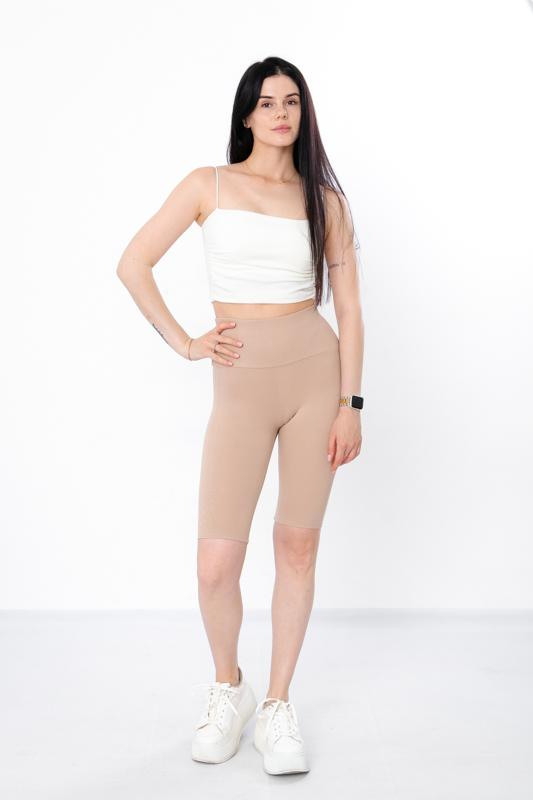 Women’s High-Waisted Rib Knit Shorts – Soft & Stretchy for Sport & Leisure, Summer, 3385-133 HC