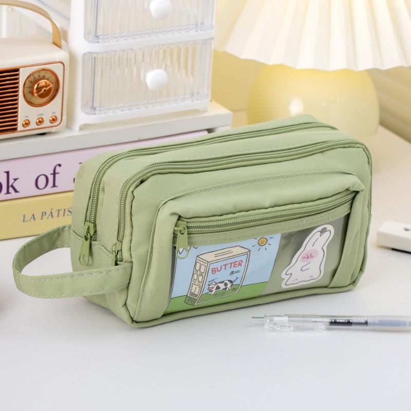 Front Transparent Multi-layer Design Pencil Case, Student Stationery Box, Girls' New Large Capacity Stationery Bag