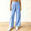 Women's Fashionable Solid Color Loose Casual Pocket Elastic Waist Wide Leg Casual Pants