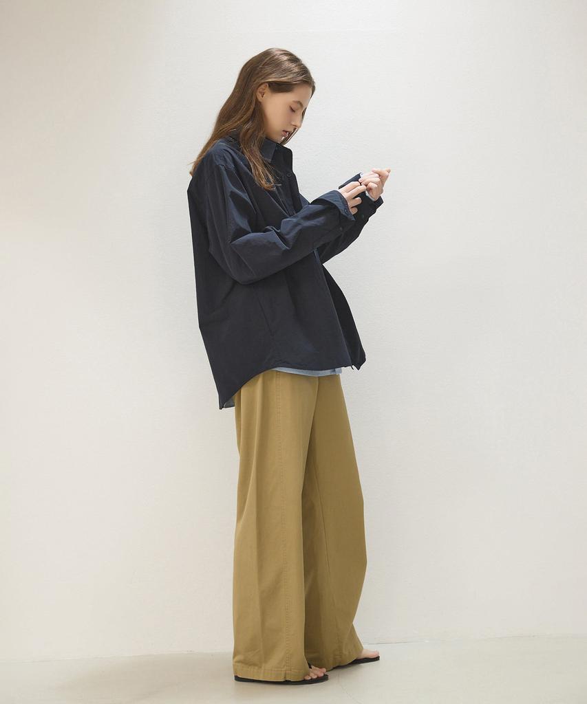 Oatmeal Cafe [Unisex] Np Washed Shirt Jacket - Navy