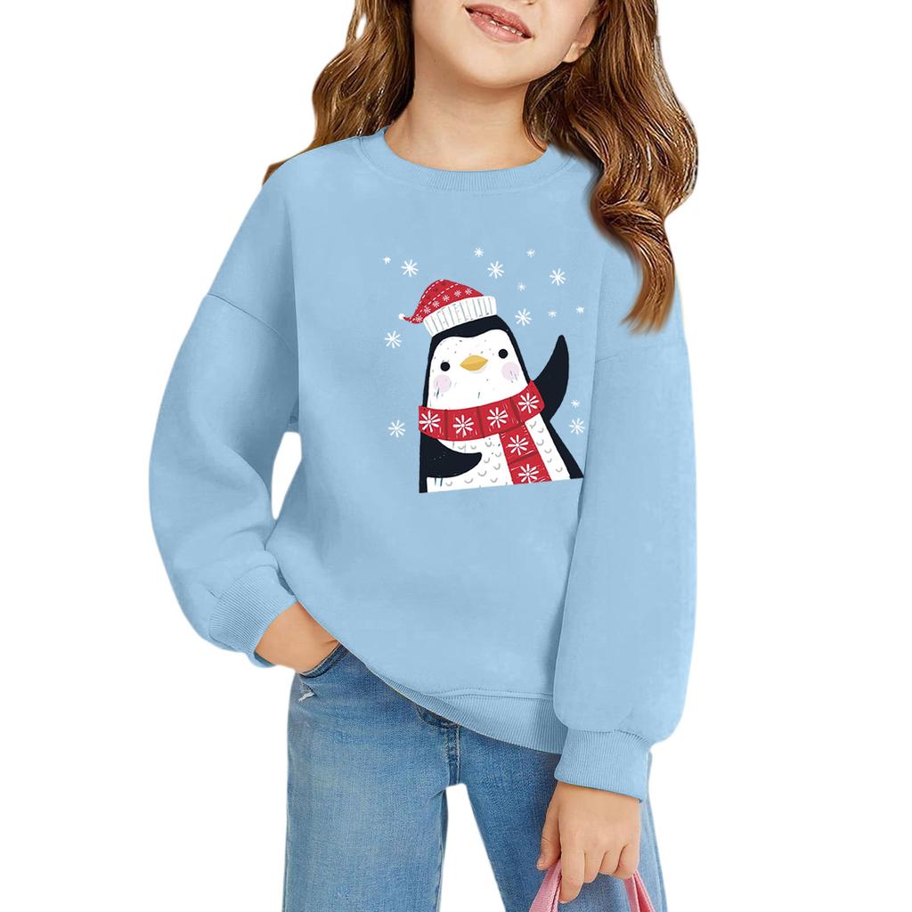 Julegenser for jenter med rund hals til barn, trykte babytopper