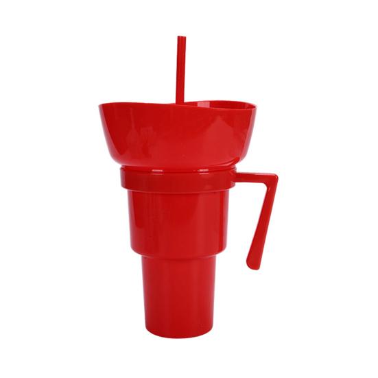 Snack And Drink Cup Reusable Popcorn Holder with Straw Leak-proof