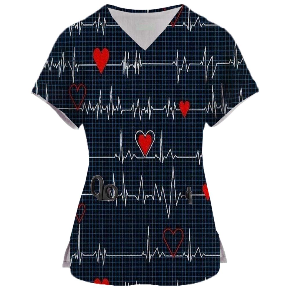 

Мультяшный принт Спа-форма Салон красоты Топы Красота и Здоровье Рабочая форма для салона красоты Женские футболки XS