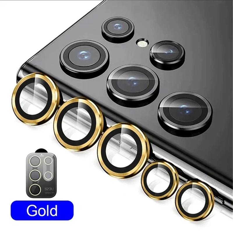Metal Lens Ring Glass For Samsung Galaxy S24 S23 S22 Ultra Plus Z Flip Fold 6 Camera Protection Cover Tempered Glass Accessories