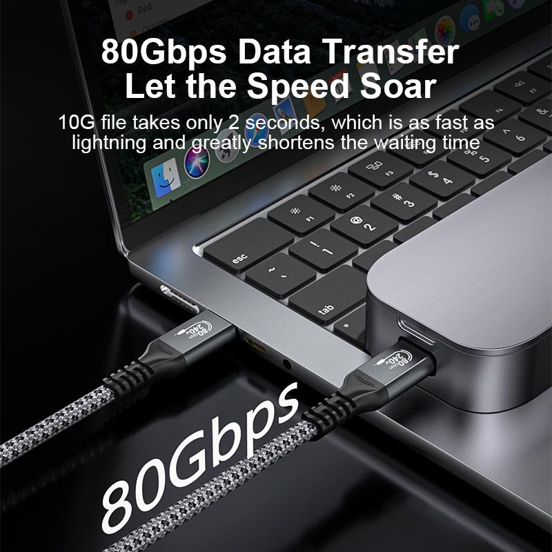 USB4 Cable 80Gbps 240W 4K 144Hz Type C Fast Charging Thunderbolt 3 USB 4.0 USB C To C Data Transfer Cable For Laptop