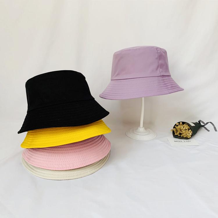 Korean Style Double-Sided Cotton Bucket Hat - Solid Color, Autumn/Winter Fashion Fisherman Hat