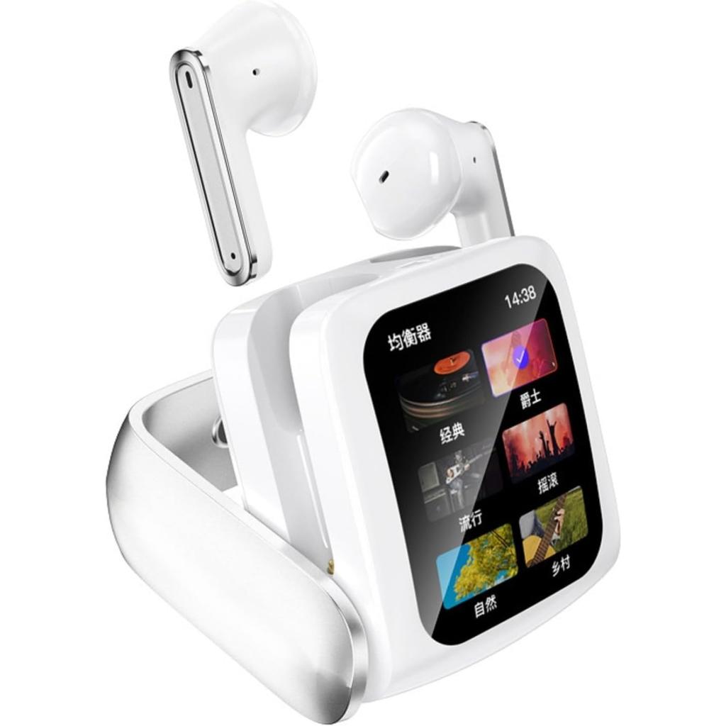 Fones de ouvido LCD com tela sensível ao toque, fones de ouvido inteligentes sem fio Bluetooth 5.4 para iPhone e Android