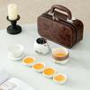 High-end leather bag travel tea set Kuaike cup outdoor ceramic Kung Fu teapot coarse pottery tea set gift