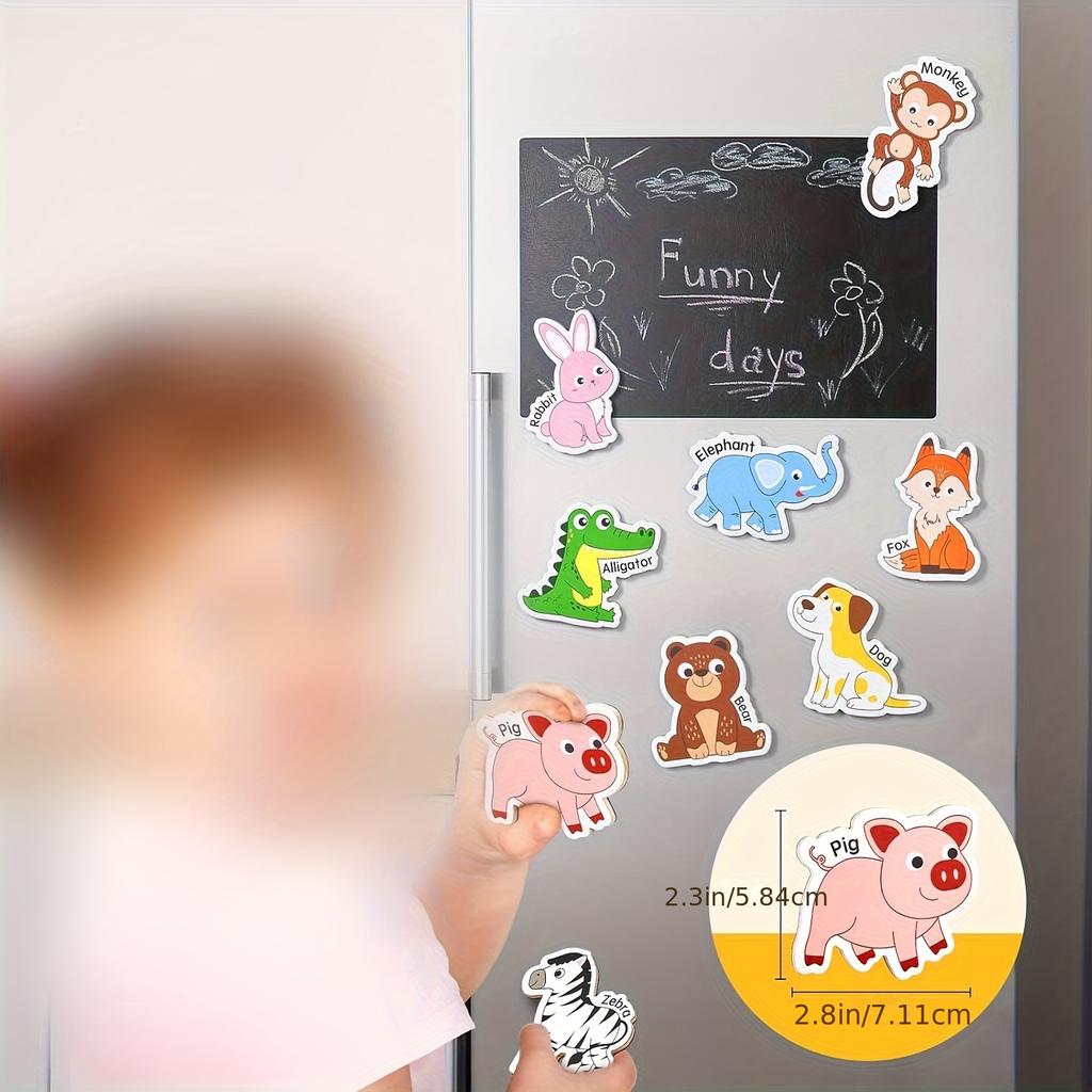 26 Pieces of Animal Magnetic Stickers - Large Area Full Back Design, Durable PVC Magnetic Stickers