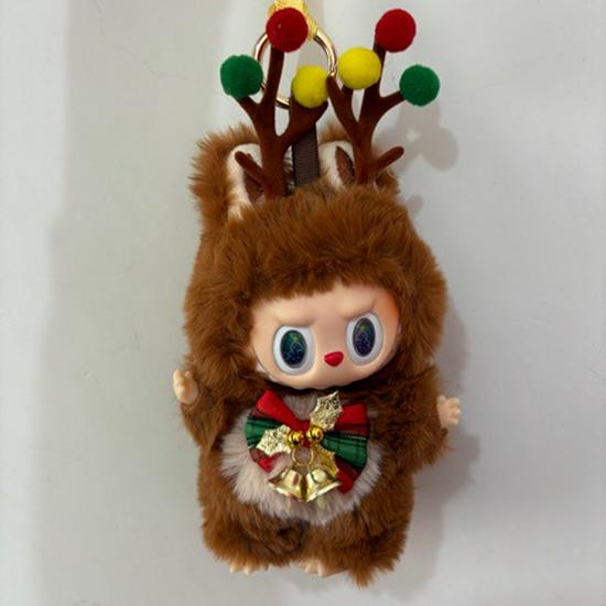 Labubu Μοντέρνο Χριστουγεννιάτικο Βελούδινο Σακίδιο Πλάτης Κρεμαστό Μπρελόκ Στολίδι Δώρο