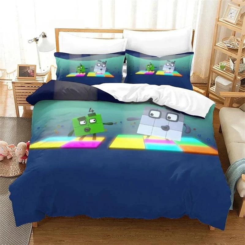 Cartoon Number-Blocks Bedding Set Duvet Cover Bed Set Quilt Cover Pillowcase Comforter King Queen Size Boys Adult