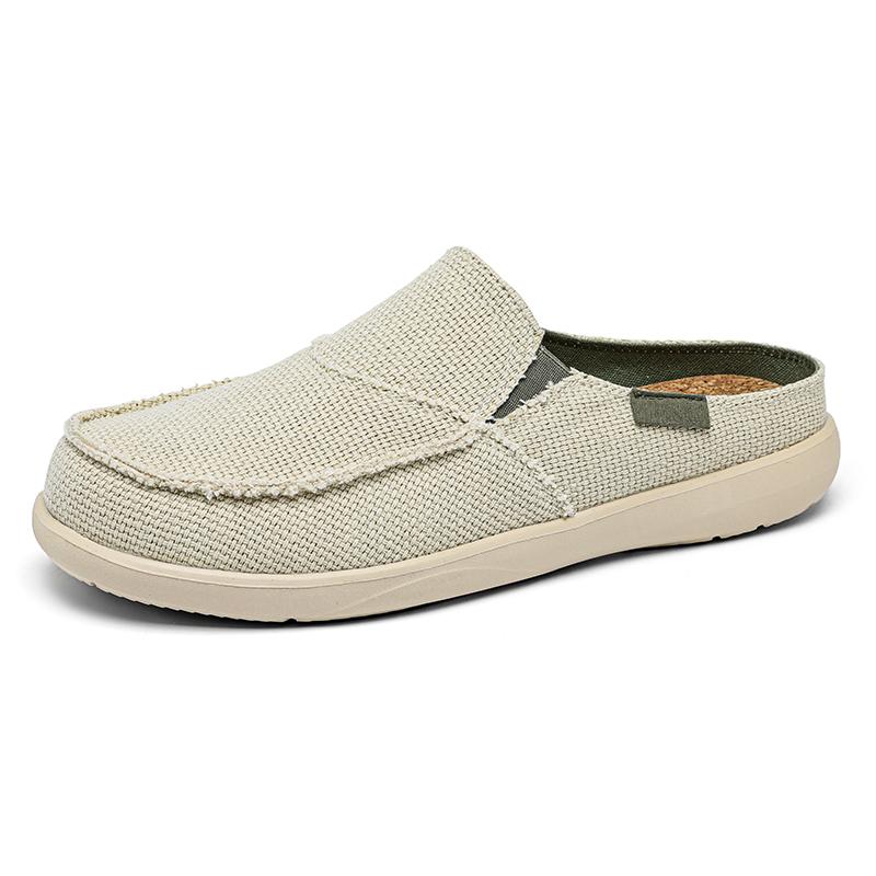 Mens Half Slippers Slides Canvas Shoes Dudes For Indoor Home Outdoor Slip-ons Summer Breathable Lightweight Dropshipping