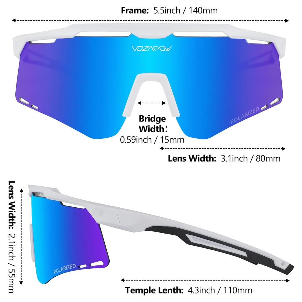 Radbrille Herren Damen Polarisiert MTB Rennrad Sonnenbrille Fahren Baseballbrille UV400 Schutz Sportbrille