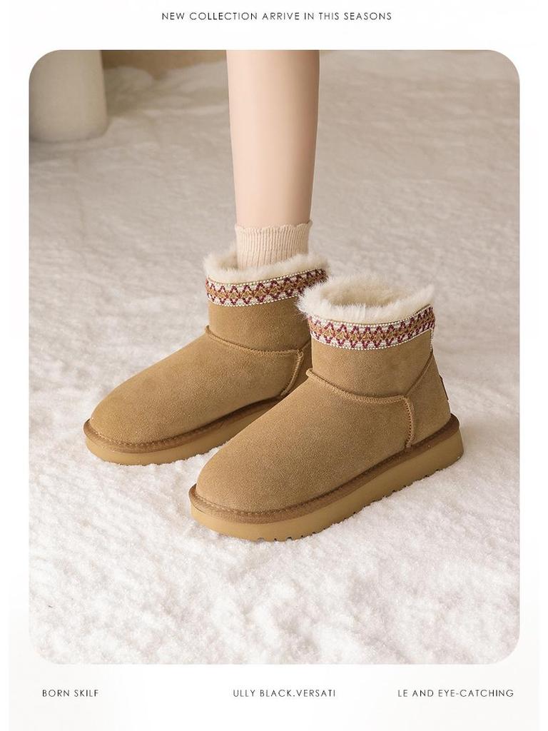 Augusden Dam Casual Vinter Snökängor med Foder av Fleece och Tjocka Sulan