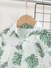 Boys' Tropical Leaf Print Shirt & Shorts 2Pcs Outfit